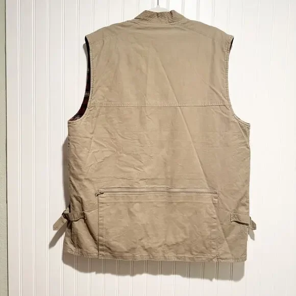 Vintage LL Bean Plaid Lined Utility Vest Fishing Hunting Mens Large Tall - Picture 7 of 8